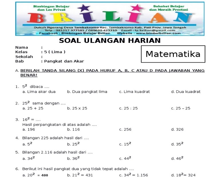 5 Contoh Soal Akar Pangkat 2 Kelas 4 SD yang Sering Bikin Bingung, Ternyata Mudah!