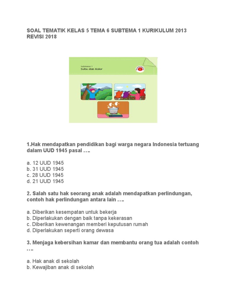 5 Contoh Soal Tema 6 Sub Tema 1 Kelas 5 yang Wajib Dikuasai agar Nilai Matematika Mengejutkan