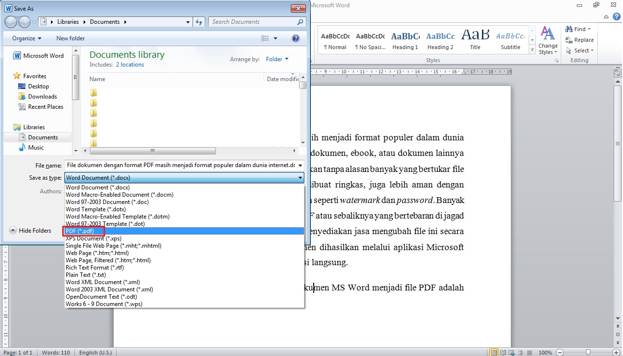 Cara Mengubah File Dokumen Word menjadi File PDF di Microsoft Word