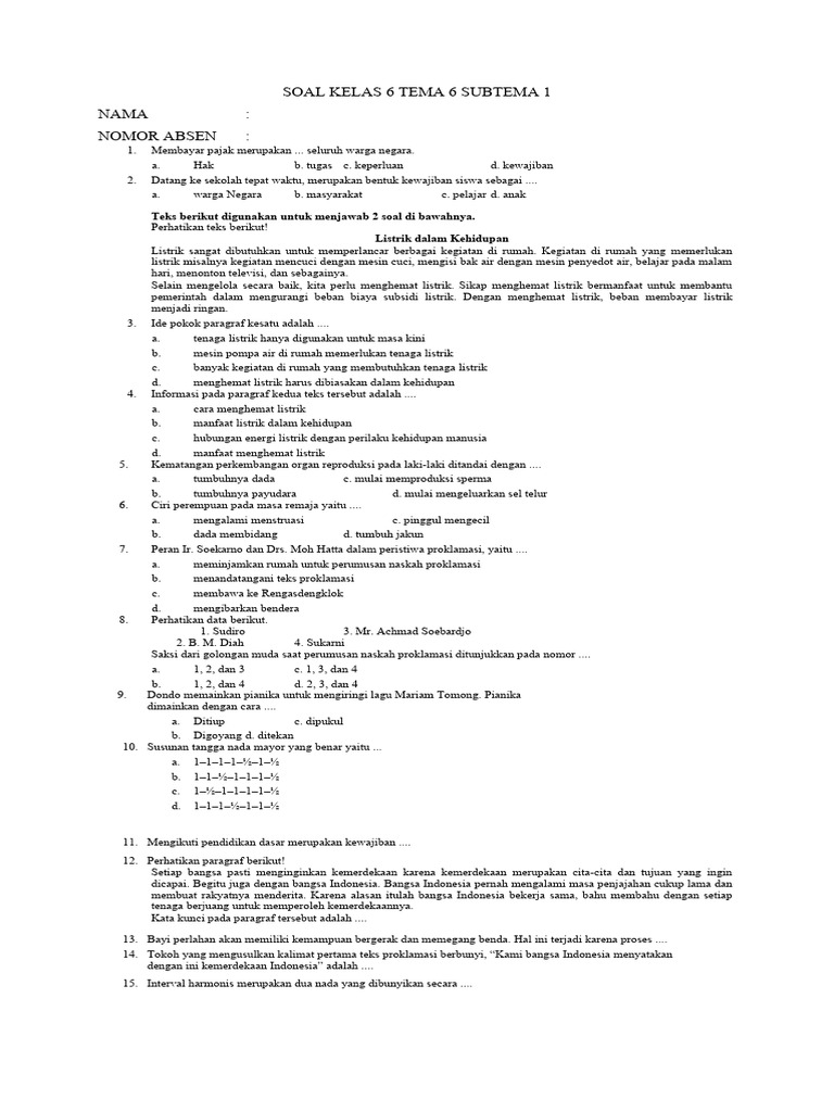 contoh soal tema 6 subtema 1 kelas 6 rief 2018